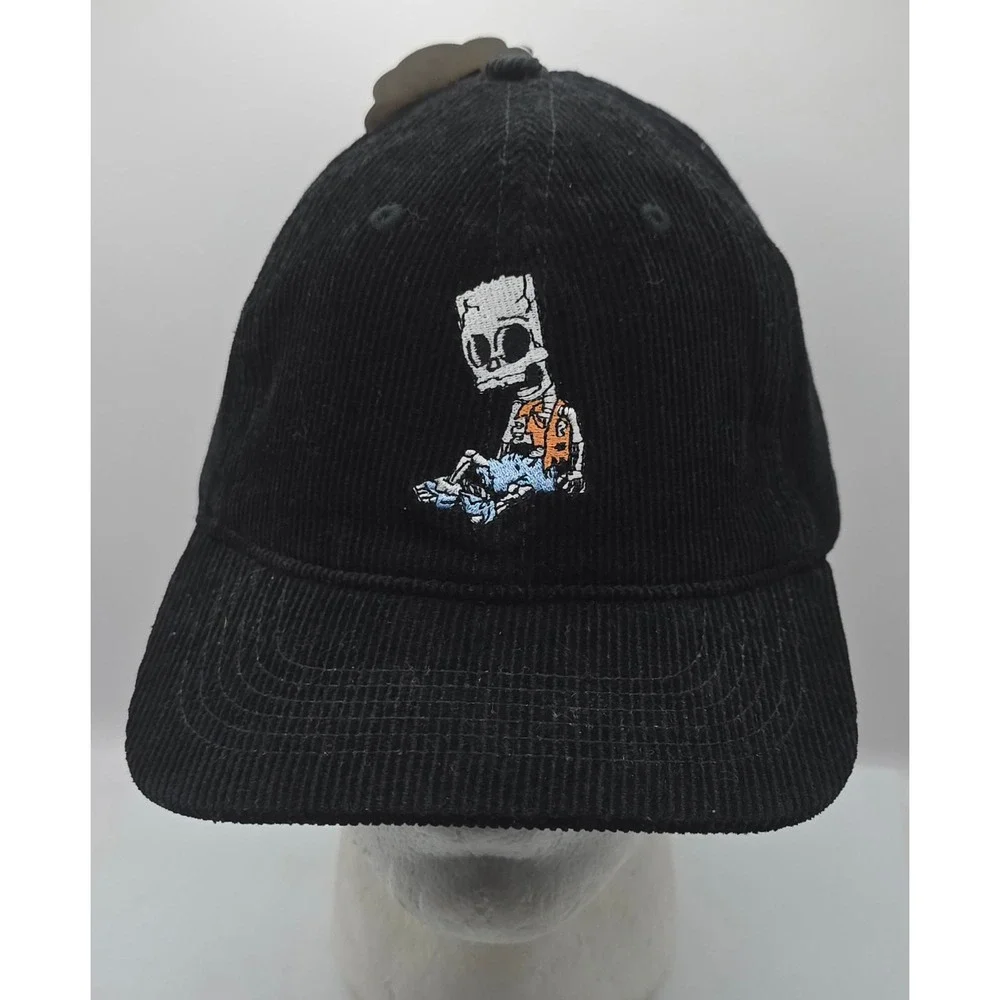 MAD Engine The Simpsons Bart Skeleton Corduroy Baseball Cap Black Strapback Hat